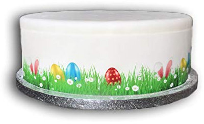 Top That Essbares Dekorblatt, Ostereier, Hase, Gänseblümchen, Bordüre, ideal für größere Kuchen, einfach zu verwenden