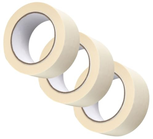 GTSE Masking Tape, 50mm (2”) x 50m, Triple Pack Wide Cream Painters Tape for Painting, Decorating and DIY, 3 Rolls
