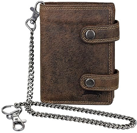 VEN-TOMY • Herren Geldbörse aus Leder mit RFID-Schutz und Metallkette VTH96A