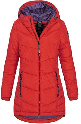 Sublevel Damen Jacke Steppmantel LSL-412 mit gefütterter Kapuze cherry red S