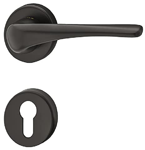 ALPENSTAHL Drückergarnitur Zimmertür Türklinke innen | Türgriff Set rostfrei | LDH 3320 | PZ - Profilzylinderschloss | Schwarz Matt | MADE IN GERMANY | 1 Stück - Türdrücker inkl. Befestigungsmaterial