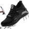 Mitudidi Arbeitsschuhe Herren Damen Sicherheitsschuhe Leicht mit Stahlkappe Stahlkappenschuhe Sportliche Schutzschuhe Atmungsaktiv rutschfest Schwarz Grau 45 EU