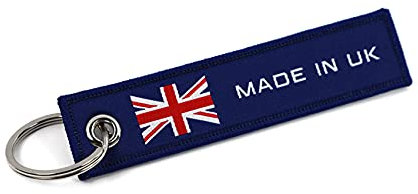 VmG-Store MADE IN Jet Tag Schlüsselanhänger 105x25mm Länderfahnen robustes festes Material umkettelt mit stilvollen Länder Fahnen S140 (UK)
