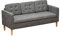 HOMCOM Modern 3-Seater Sofa Button-Tufted Fabric Couch with Storage Chest Rubberwood Legs for Living Room, Grey