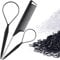 Topsy Tail Hair Tools, IKOCO Hair Helper with 2pcs Hair Elastic Cutters 2pcs Hair Loop Tools 1pcs Rat Tail Comb 400cs Clear And Black Hair Rubber Bands For Hair Styling