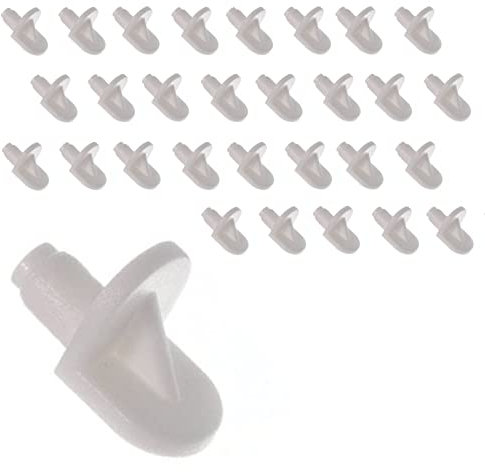 Just Pudding Basins 30 soportes de plástico blanco M5 de 5 mm para estantes de cocina, armarios de cocina, piezas de repuesto para muebles