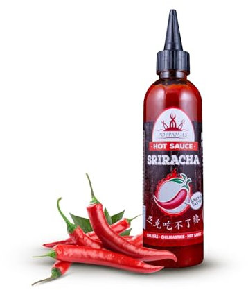 Poppamies Salsa piccante Sriracha - Salsa vincitrice - Senza glutine Vegano senza lattosio - Spezia: 4/10-275g