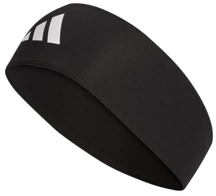 adidas Alphaskin Wide Fit Sports Headband, Black/White, One Size
