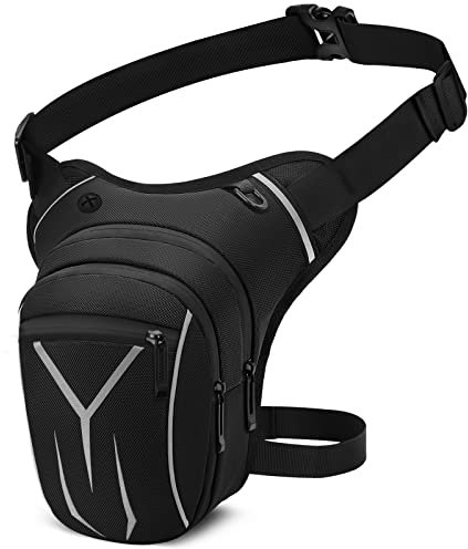 ENONEO Beinbeutel Taktische Hüfttaschen Herren Große Militär Gürteltasche Wasserdicht Hüfttasche Beintasche Motorrad Bauchtasche Molle Tasche Handytasche für Camping Wandern Jagd Radfahren (Schwarz1)