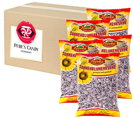 Pere's Candy Bundle für 2 kg Sonnenblumenkerne • geröstet und gesalzen 5er Pack (5 x 400 g) + Pere's Candy Notepad DIN A7-25 Blatt