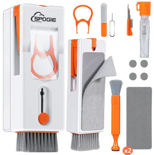 Spogie 11-in-1 Keyboard Cleaning Kit, Laptop Cleaning Kit Keyboard Brush Cleaner Electronics Cleaner for Cell Phone/Earbuds/Camera Lens/Computer with Multifunctional Cleaning Tool (Orange)