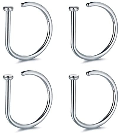 ARHZ 4er-Pack Nasenringe, falsche Nasenpiercings, Nasenpiercing-Schmuck, Nasenklammer, Nasenpiercing-Ohrringe für Männer und Frauen