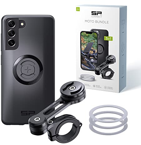 SP Connect Moto Bundle II, SPC+, kompatibel mit Samsung S21 FE, Handyhalterung für Motorrad, Fahrrad, Moped, Roller, Gadget Halterung für Navi