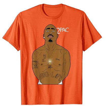 Tupac Offizielles Thug Life T-Shirt - Unisex Erwachsene, Orange, S