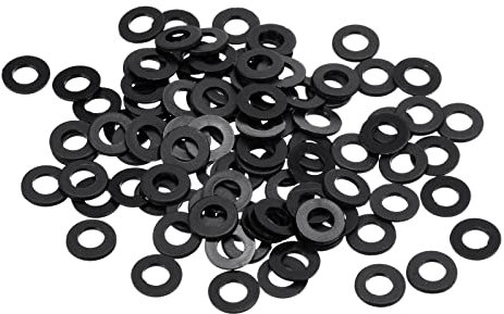 PATIKIL M5 Nylon Rondella Piatta, 100 Pezzi 5mm ID x 10mm OD x 1mm Spessore Guarnizione Distanziatrice di Tenuta per Rubinetto Tubo Acqua Tubo Dispositivo Fissaggio Bullone, Nero