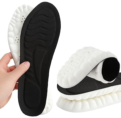 WLLHYF Memory-Schaum-Einlegesohlen, 4D-Sport-Stoßdämpfungs-Einlegesohle, superweiche Fußgewölbe-Stützeinsätze, verdickte, atmungsaktive, hochelastische Lauf-Einlegesohle für Männer und Frauen(25,5 cm)