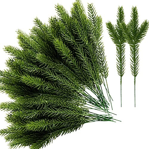GIONAR 45 Stück Künstliche Kiefer Zweige,Tannenzweige Künstlich Groß,Künstliche Kiefernzweige Kiefernblätter,DIY Girlande Kranz Weihnachten Verschönerung Hausgartendekoration