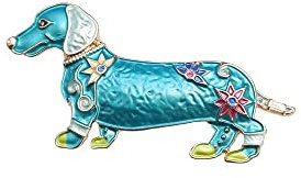 Brosche Magnetbrosche Schal Clip Bekleidung Poncho Taschen Stiefel Hund Dackel Gold - Türkis