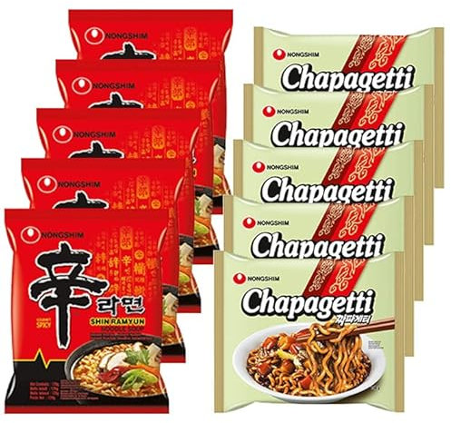 MAOMAO® Instant Nudeln Set | 5x Shin Ramen & 5x Chapagetti (Kompatibel mit Nong Shim)