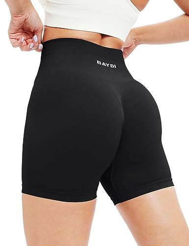 BAYDI Radlerhose Damen Booty Scrunch Shorts Blickdicht Kurze Sporthose Push Up Butt Gym Fitness