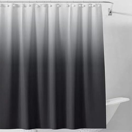 Duschvorhang Textil 90x190cm Moderne Grau Gradienten Anti-schimmel Wasserdicht Digitaldruck Duschvorhänge Lang Waschbar Stoff Dusche Vorhang mit Haken für Bad und Badewanne Perfekt als Raumteiler