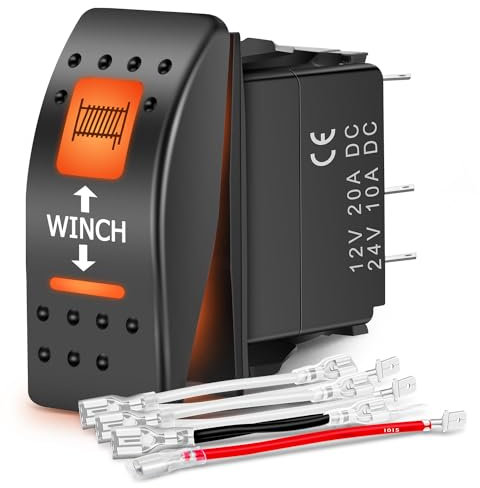 Nilight UTV Winch Rocker Switch Momentary On Off 7 PIN DPDT LED Light Bar Switches with Orange Backlit 12V 24V Toggle Jumper Wires Set for ATVs UTVs Cars Trucks RVs