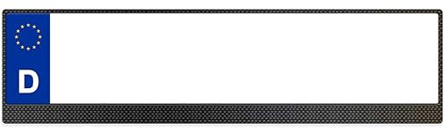 2 Stück Kennzeichenhalter Carbon Optik mit Text oder Name Beschrifttung Bedruckt eigener Wunschbeschriftung 520 x 110 mm