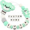 Kowlone Schnullerkette mit Namen Jungen mädchen Personalisiert Teddy Bär Schnuller Clips Halter(Grün)