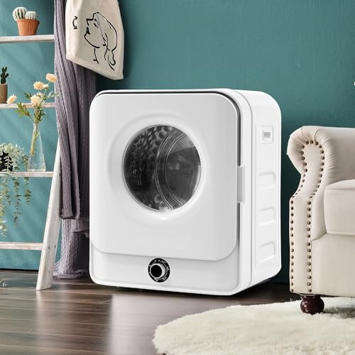 Qiang Mini Sèche-Linge à Air évacué 830W/4,5Kg Seche Linge pour Vêtements 5 Modes De Séchage,Blanc,Durée De Fonctionnement Jusqu'à 180 Minutes,Montage Mural/sur Pied/sous Plan
