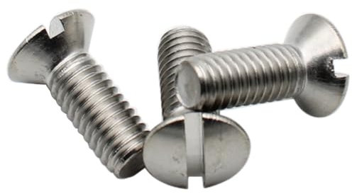 Vis Tete Fraisee Bombee Fendue M6 x 16mm : 20 Pcs Visserie Inox pour Ecrou Rondelle | Vis à Tête Fraisée Bombée Fendue Acier A2 | Metal Anti-Rouille - DIN 964 | Vis PROTORX