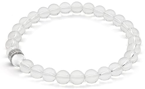 LAVISA Edelstein Armband - Echte Naturstein Perlen | Kristalle, Heilsteine | Onesize Unisex (Bergkristall 6mm)