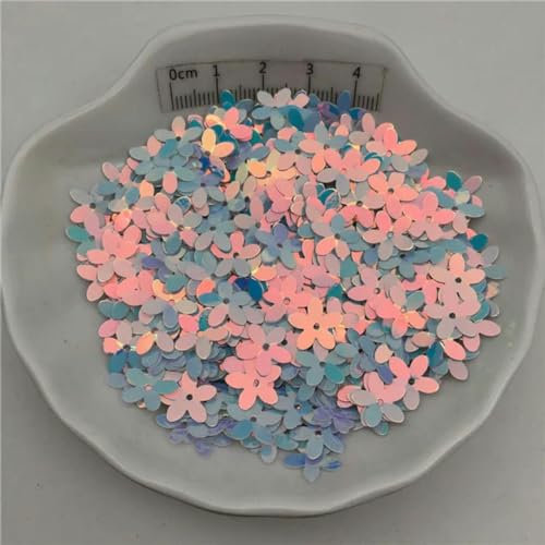 Lentejuelas de flores sueltas de 10 mm de taza de 30 g para coser, zapatos, sombreros, bricolaje para niños, accesorios de manualidades al por mayor - Blanco dorado - 150 g