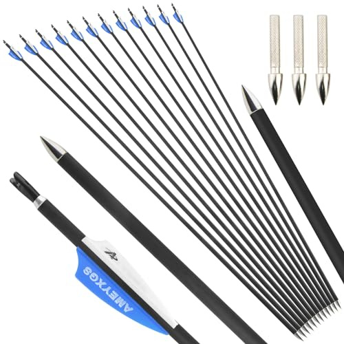 surwolf 32 Zoll Bogenschießen Carbonpfeile ID 4,2 mm Jagdpfeile 1000 Spine für Bogenschießen Compound & Recurve & Traditional Bow 12&24St
