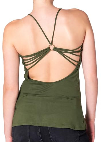 PANASIAM Cami Top Luna - Rückenfreies Cut-Out Tank Top, figurbetontes Damentop mit Spaghettiträgern, Sexy Trägertop - Sommerparty Urlaub Festival