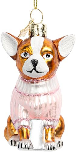 SIKORA Chihuahua Baby besondere Weihnachtskugel Glas Christbaumschmuck Deko Figur Weihnachten Anhänger Ornament - Trend Line - BS590