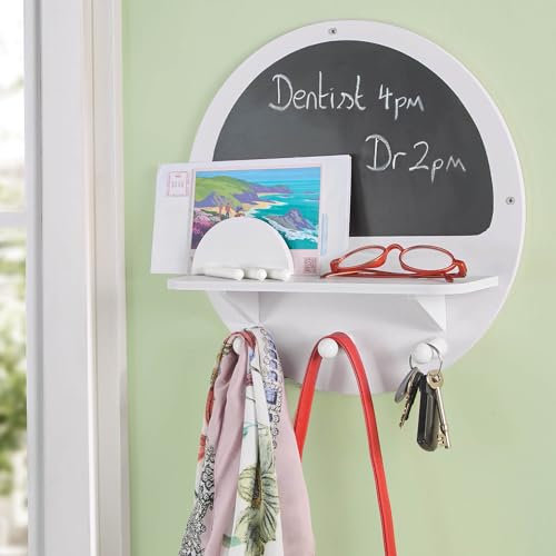 4-in-1 Memo Board with Chalk, Shelf, Hooks, & Letter Holder | Fitting Included