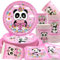 Obussgar Rosa Panda Geburtstag Party Dekorationen für Mädchen - Cartoon Panda Party Supplies einschließlich Teller, Tassen, Servietten, Tischdecken für Mädchen Party Dekorationen (20)