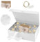Geschenkbox mit Deckel, Geschenkkarton mit Schleife, Geschenkschachtel, Geschenkkarton mit Raffia Hamper Shreds Grußkarten, Magnetische Geschenkbox LED-Licht für Hochzeit Geburtstag Valentinstag (C)
