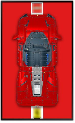 SuFunSu Display-Wandhalterung für LEGO Technic Ferrari Daytona SP3 42143, Wandbild für Wohnzimmer, Wandmontage, Rot, Modern, Einfarbig, Unbehandelt, Geschenk für LEGO-Liebhaber