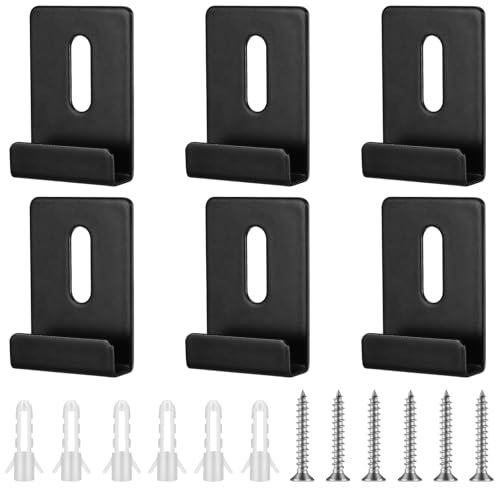 Ymapinc Lot de 6 cintres en métal pour miroir, canaux de 1/4 de large, clips de suspension lourds pour montage mural, supports de suspension noirs avec vis