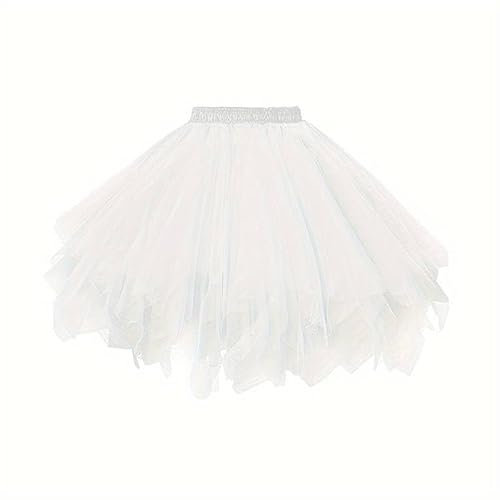 Boolavard Adulto Donna Anni '80 Gonna tutù a Strati Sottoveste in Tulle tutù di Halloween (IT, Testo, XXL, 3XL, Regular, Regular, Bianco)