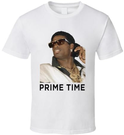 Deion Sanders Prime Time Football Fan T Shirt WhiteSmall