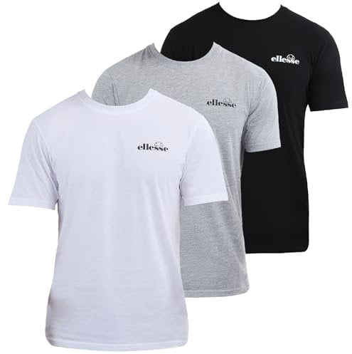 Ellesse Herren Azzini (3 Pack) T-Shirt, schwarz/grau/weiß, S