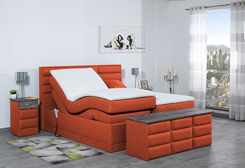 Boxspringbett Pino 240x220, WT-Terrakotta, 7-Zohnen Taschenfederkernmatratze, Ergoflex - Inklusive Aufbau - Deutscher Hersteller