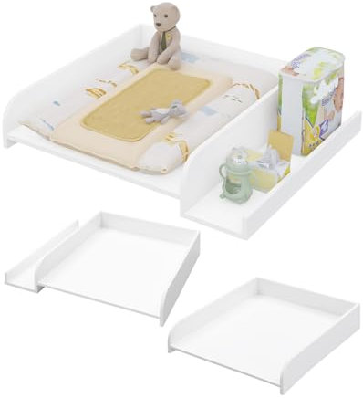 WOLTU Plan à langer pour machine à laver ou sèche-linge, table à langer bébé avec rebord de protection et étagère de rangement, 80 x 70 x 16,5 cm, blanc