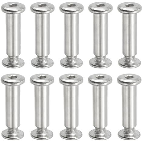 PATIKIL Vis à Six Pans Creux Chicago, 10 Ensembles de Vis de Reliure M6 X 25 mm, Boulons à Tête Hexagonale à Embase à Entraînement Hexagonal pour Réparation de Meubles, Argent