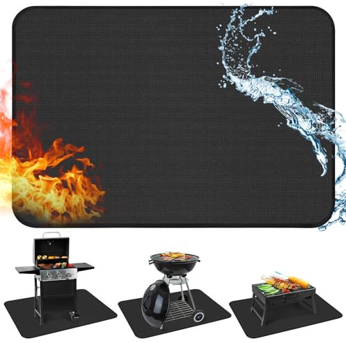 Himake 60×42 Inch Under Grill Mats for Outdoor Grill, Double-Sided Fireproof Grill Mat, Gas and BBQ Grill Oil-Proof Water-Proof Protector for Decks, Patios and Indoor Grill