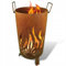 Kapaga - Feuertonne Gartenfeuerstelle aus Cortenstahl – Ø 30cm x 57cm - Robuste Outdoor Feuerstelle & Grill in Rost-Optik, Perfekt für Garten & Terrasse - Feuerkorb