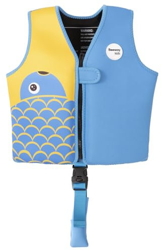 BEEWAY Swim Vest - Swim Jacket for Kids (1-3yrs) / Buoyancy Aid for Swimming with Removeable Floats and Safety Strap & Buckle