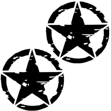 2 Pezzi Adesivo Stella Militare Nera, Road Stella Militare Distrutto US Army, Adesivi per Decorazioni per Auto con Stella a Cinque Punte off Road Stella Militare (Nero, 15 X 15)